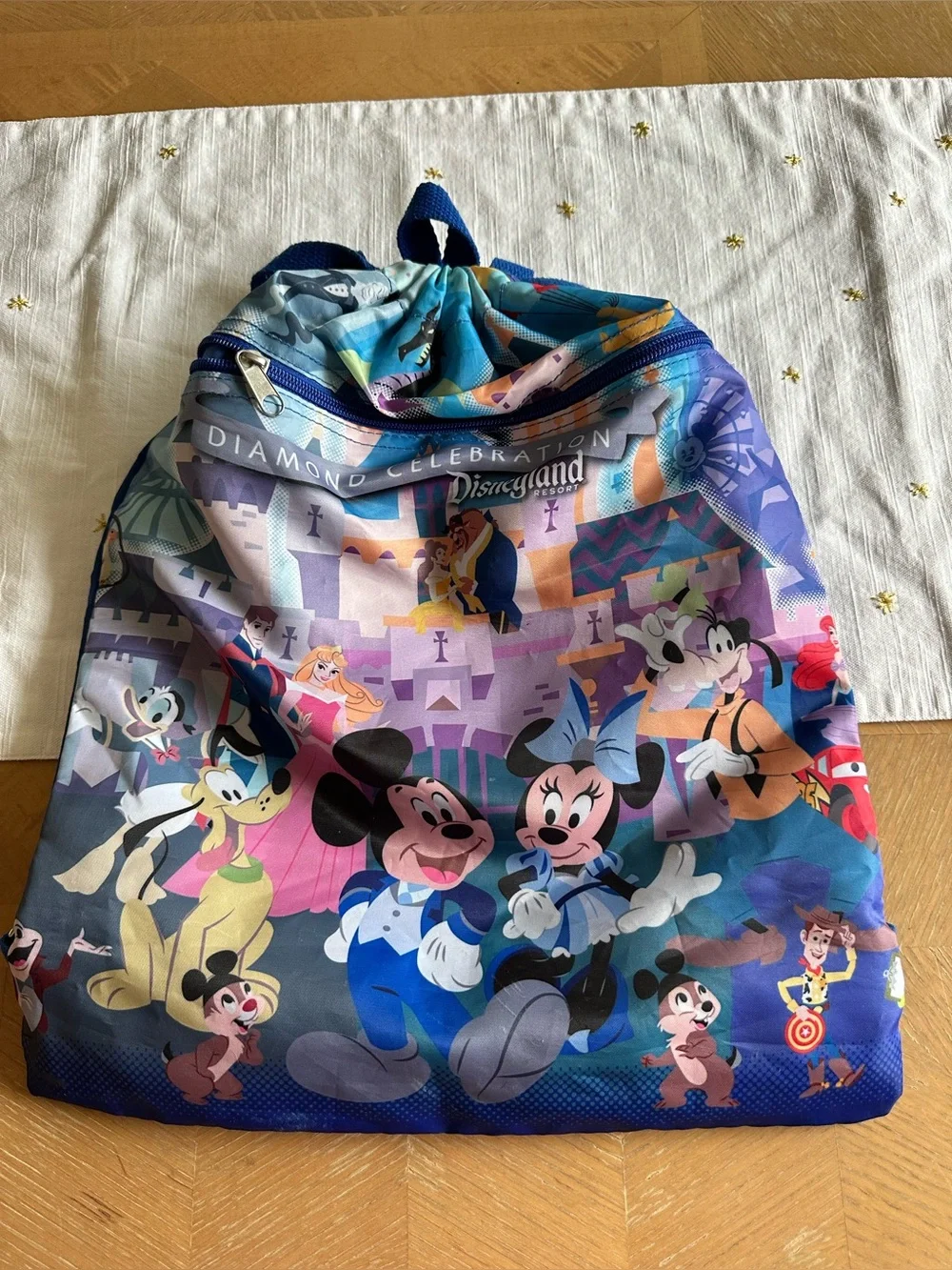 Disney Multicolor Mickey & Friends Drawstring Backpack Diamond Celebration.